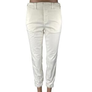 Anthropologie Women's White Mid Rise Zip Hem Jogger Tapered Trousers Pants 26